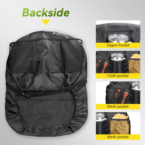 Tecreddy seat cover with four pockets keeps gloves and bottles organized.