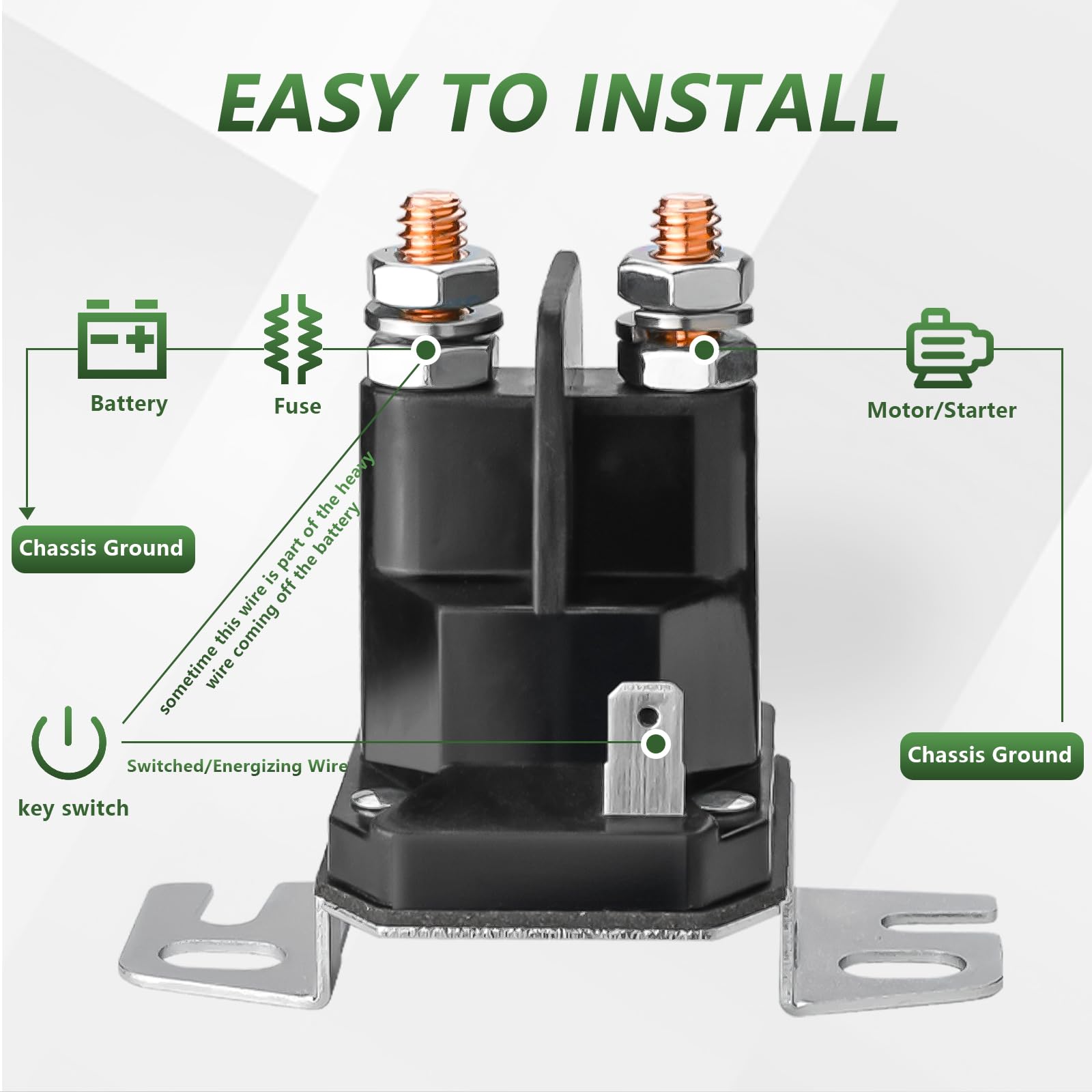 Tecreddy 12V solenoid 3-terminal top view shows versatile connections