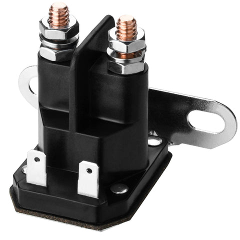 Tecreddy starter solenoid close-up on John Deere compatible unit showing durable ABS housing.