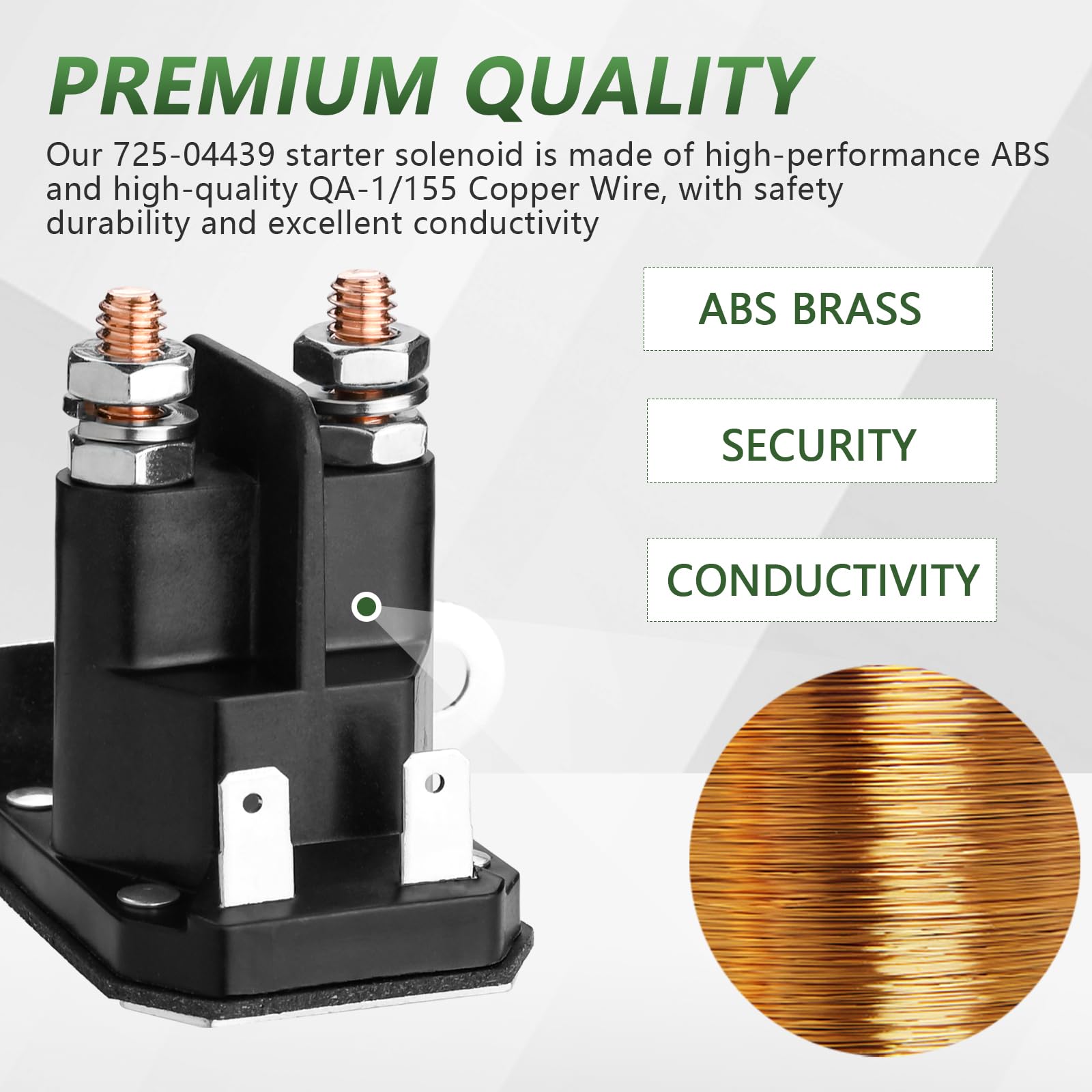 Tecreddy 12V relay solenoid with 1/4 terminal stud for secure wiring.