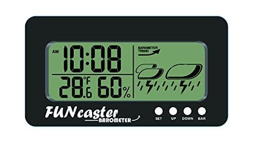 TecScan FunCaster barometer side view highlighting the 80% larger numerals for easy visibility.