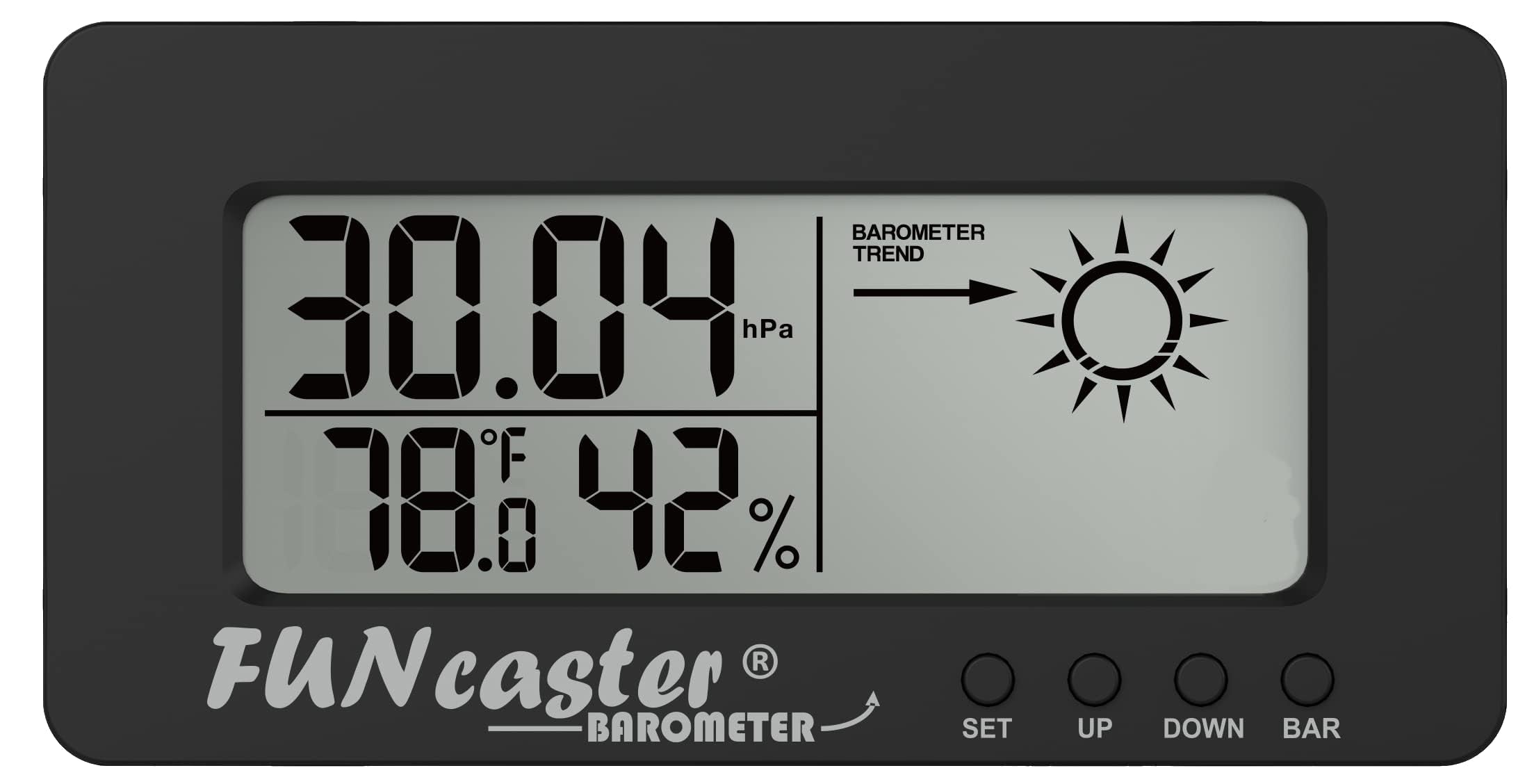 TecScan FunCaster dimensions compact design fits desks, dashboards, and shelves.
