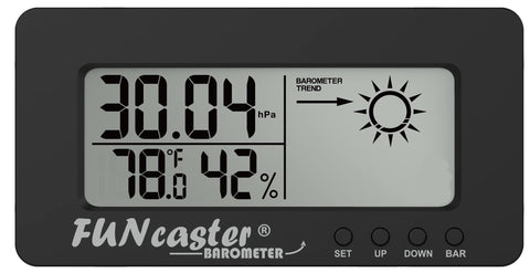 TecScan FunCaster dimensions compact design fits desks, dashboards, and shelves.