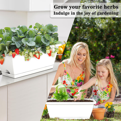 Tectsia window sill planter box close-up emphasizes drainage holes and trays