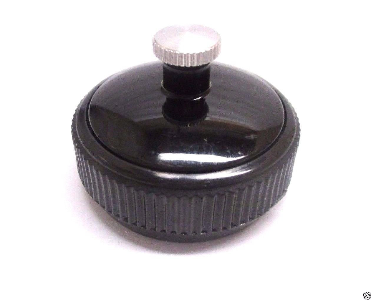 Tecumseh screw-top vented fuel cap shown on a Jiffy ice auger for spill-free refueling