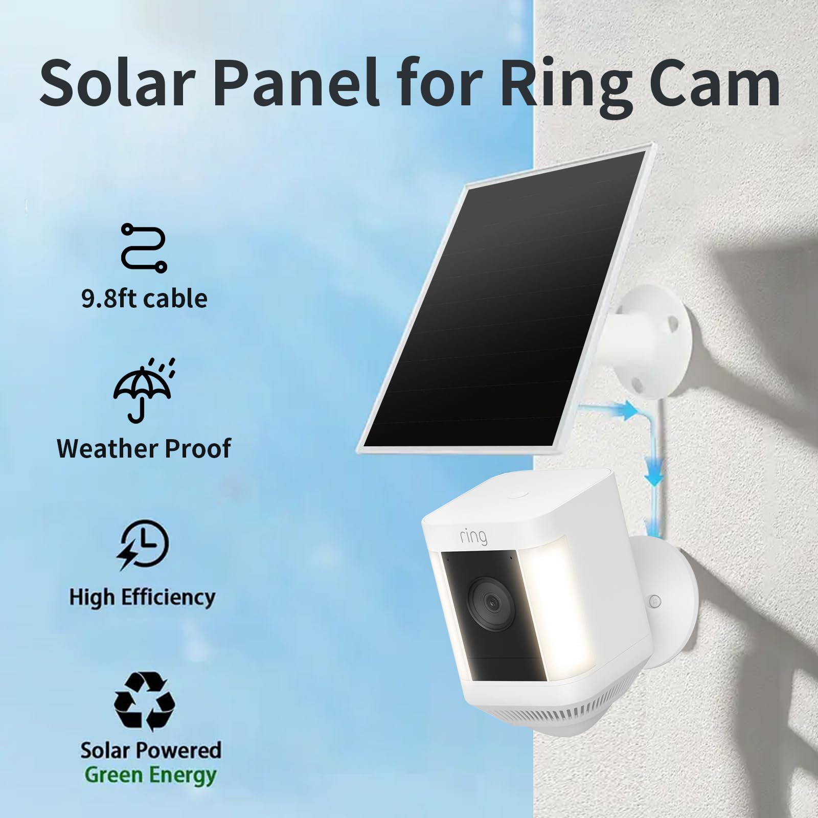 Teczckc Ring solar panel mounted with adjustable bracket for sun exposure