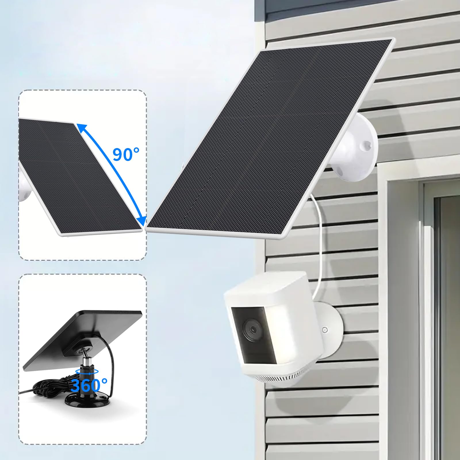 Teczckc Ring Camera USB-C adapter connection for easy power extension.