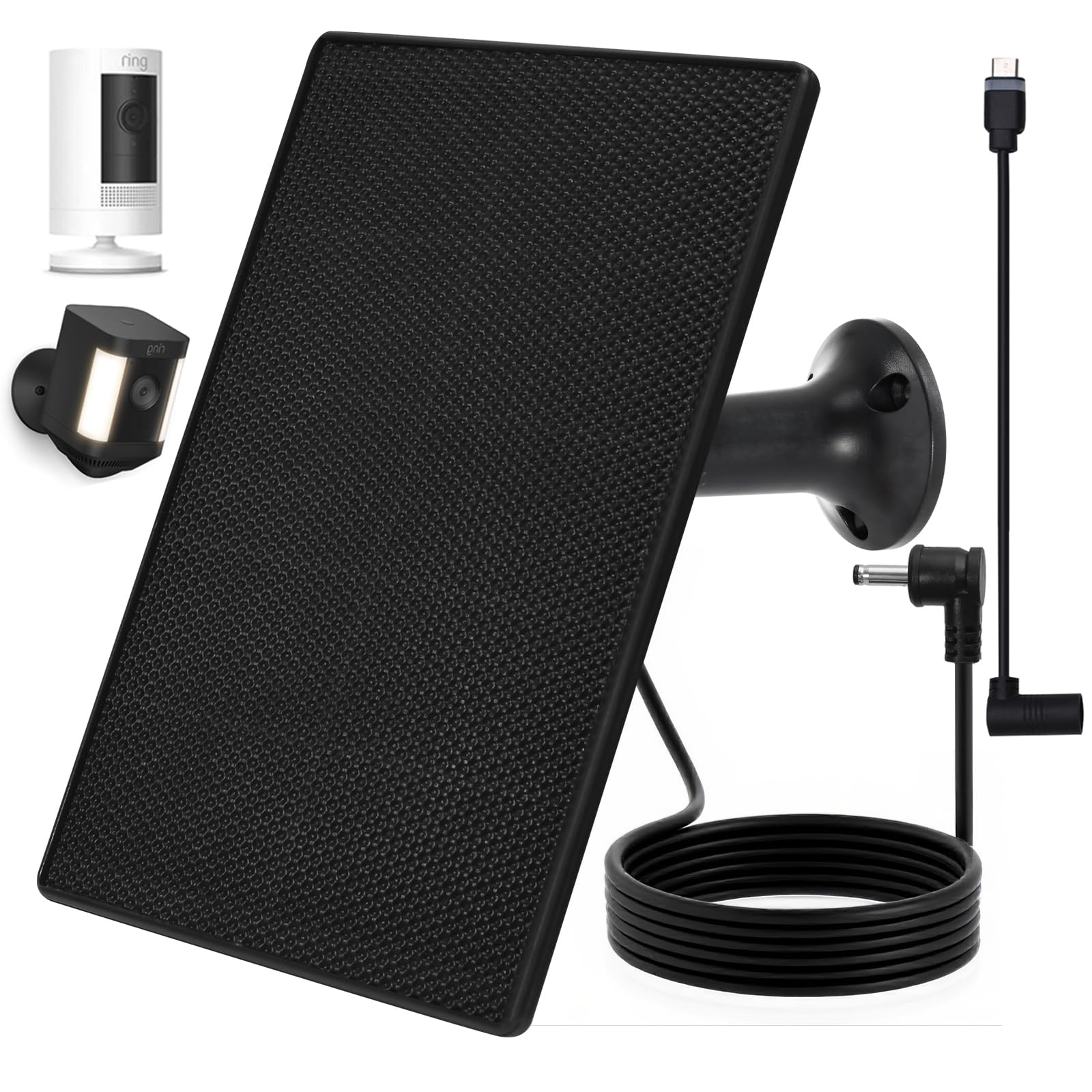Teczckc solar panel for Ring Camera – front view for outdoor charging.