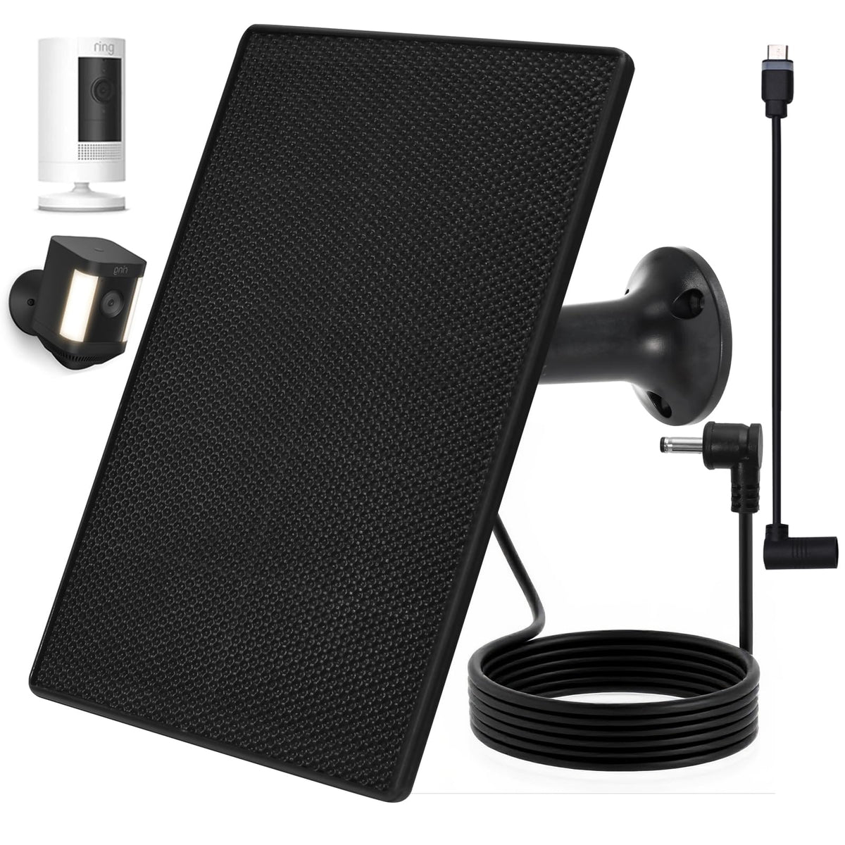 Teczckc solar panel for Ring Camera – front view for outdoor charging.