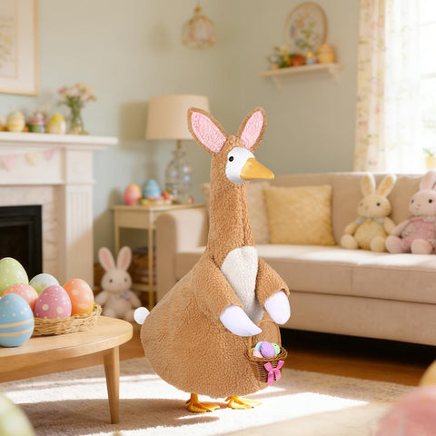 Teeanzo Easter goose outfit on lawn enhances curb appeal for holidays.