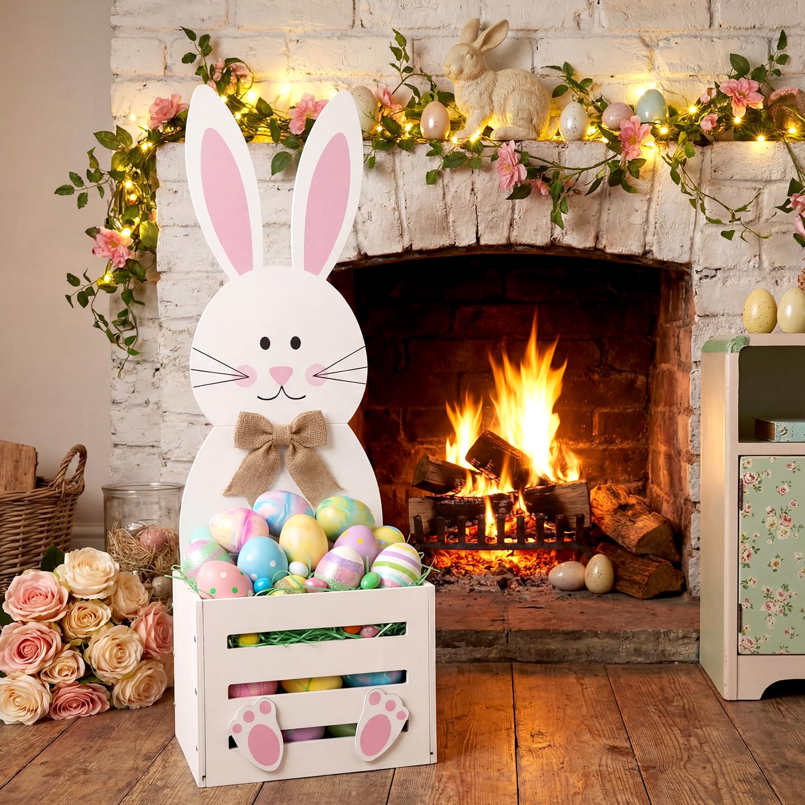 Teecyhooo Easter Bunny Planter Box indoor outdoor use blends farmhouse charm
