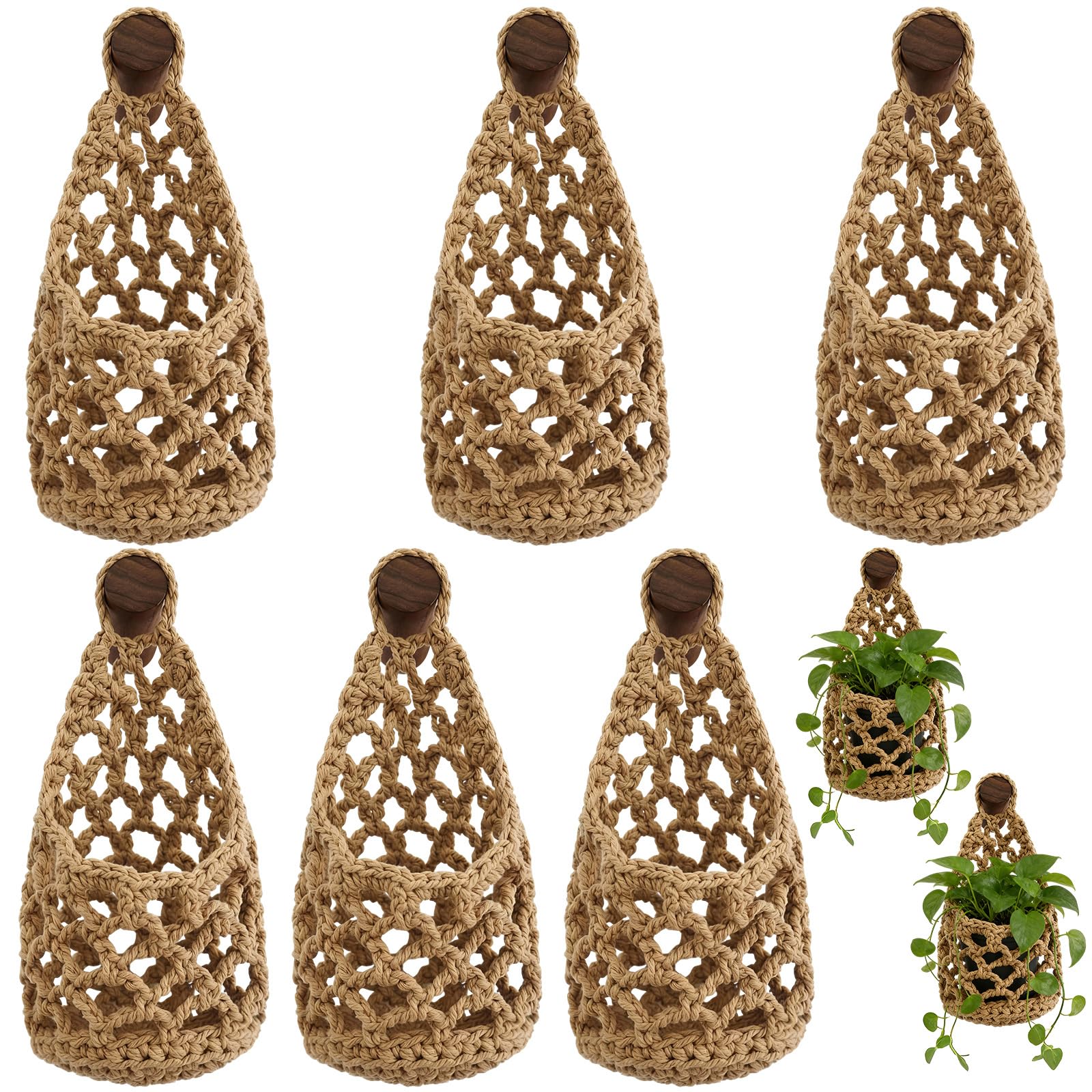 Teecyhooo linen wall planters in 4x8 inches for indoor macrame displays.