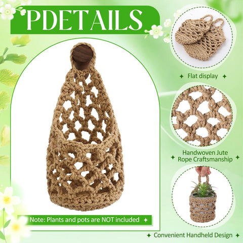Teecyhooo six-pack hanging baskets with natural cotton rope texture.