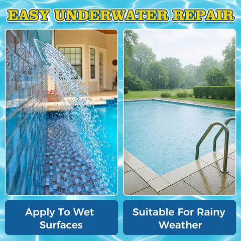 Teenanseen Pool Putty tile-repair focuses on filling gaps and smoothing surfaces.