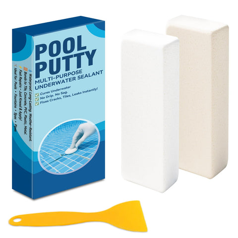 Teenanseen Pool Putty underwater-seal demonstrates durable leak repair on tiles and concrete.