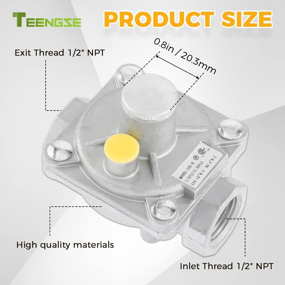 TEENGSE brass 1/2 inch NPT adapter included for flexible connections
