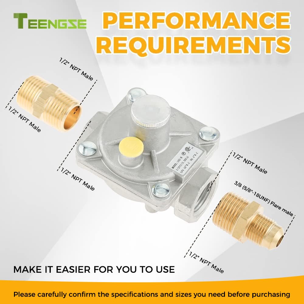 TEENGSE regulator inlet-outlet 1/2 FPT view for easy piping integration