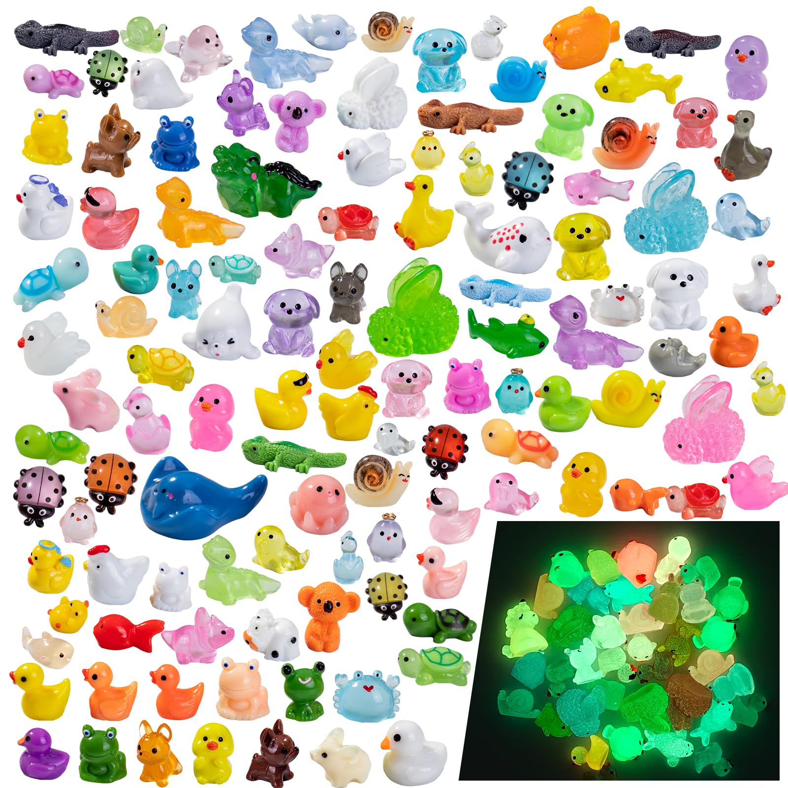 Teenzee 120pcs mini resin animals set for creative DIY crafts and decor