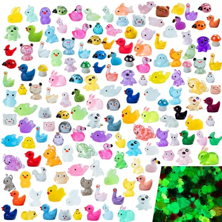 Teenzee 150-pcs mini resin animals set with glossy finishes for DIY crafts.