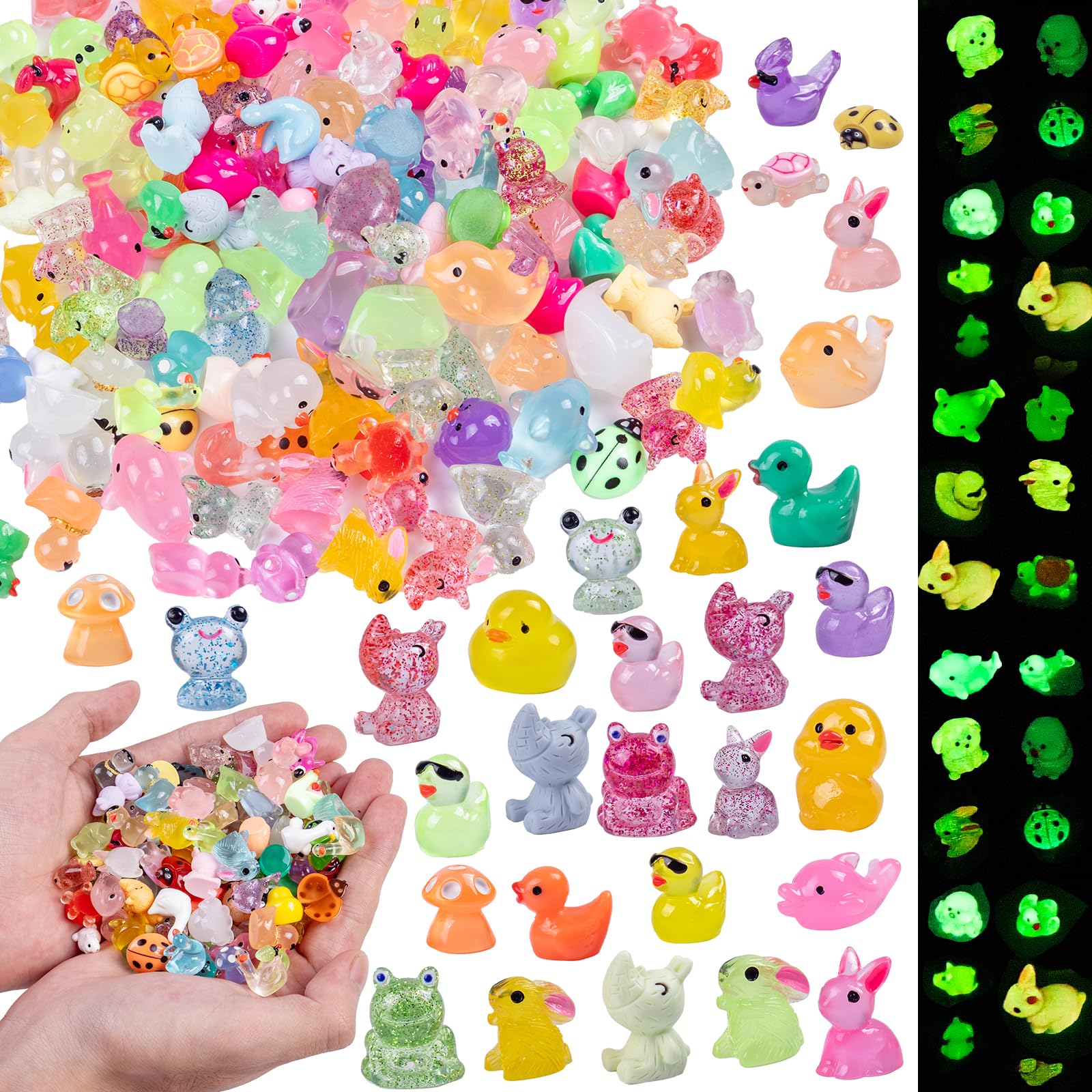 Teenzee 240 Pcs Mini Resin Animals set in a portable box for easy crafting.