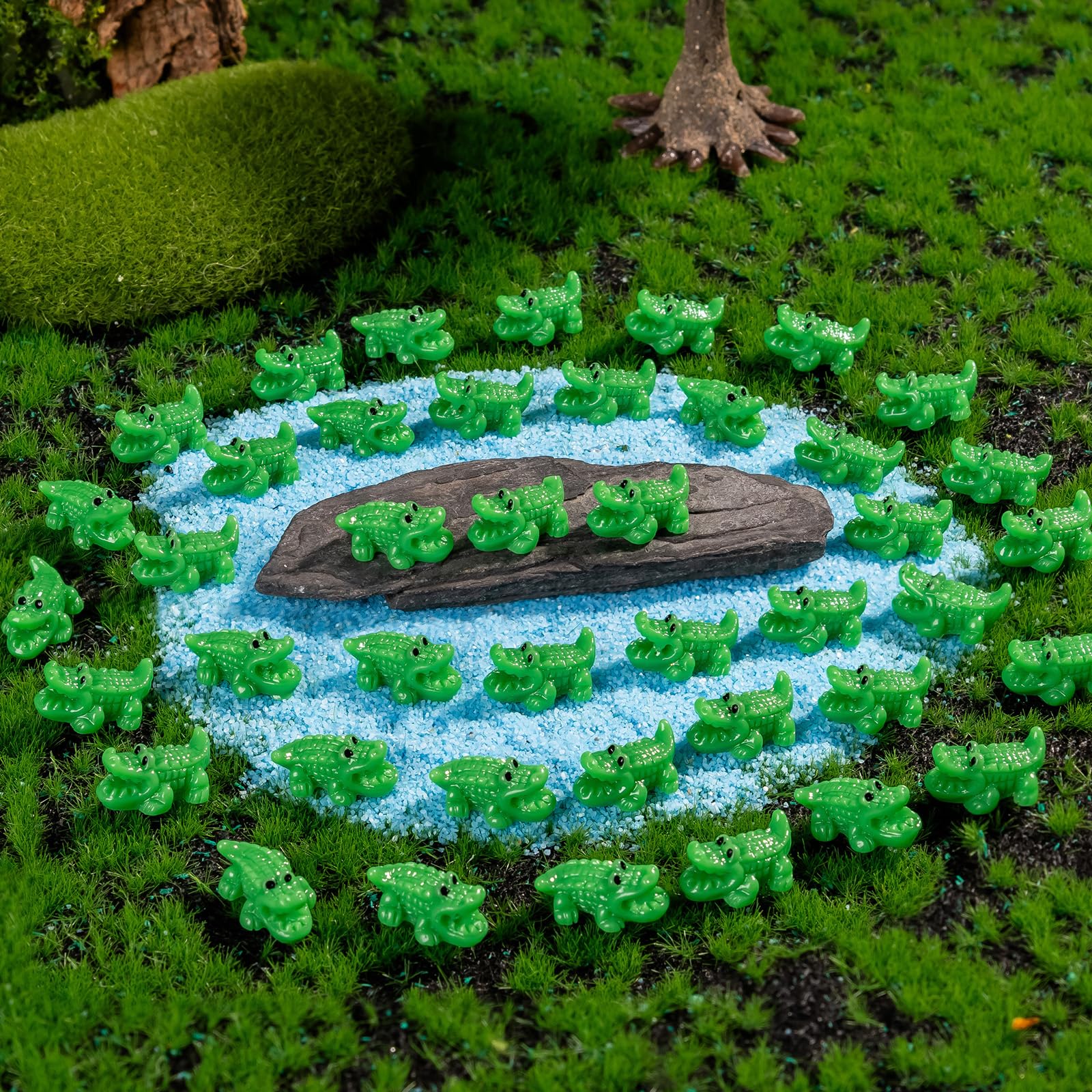 Teenzee cute resin crocodile sculptures ideal for fairy gardens and playful displays