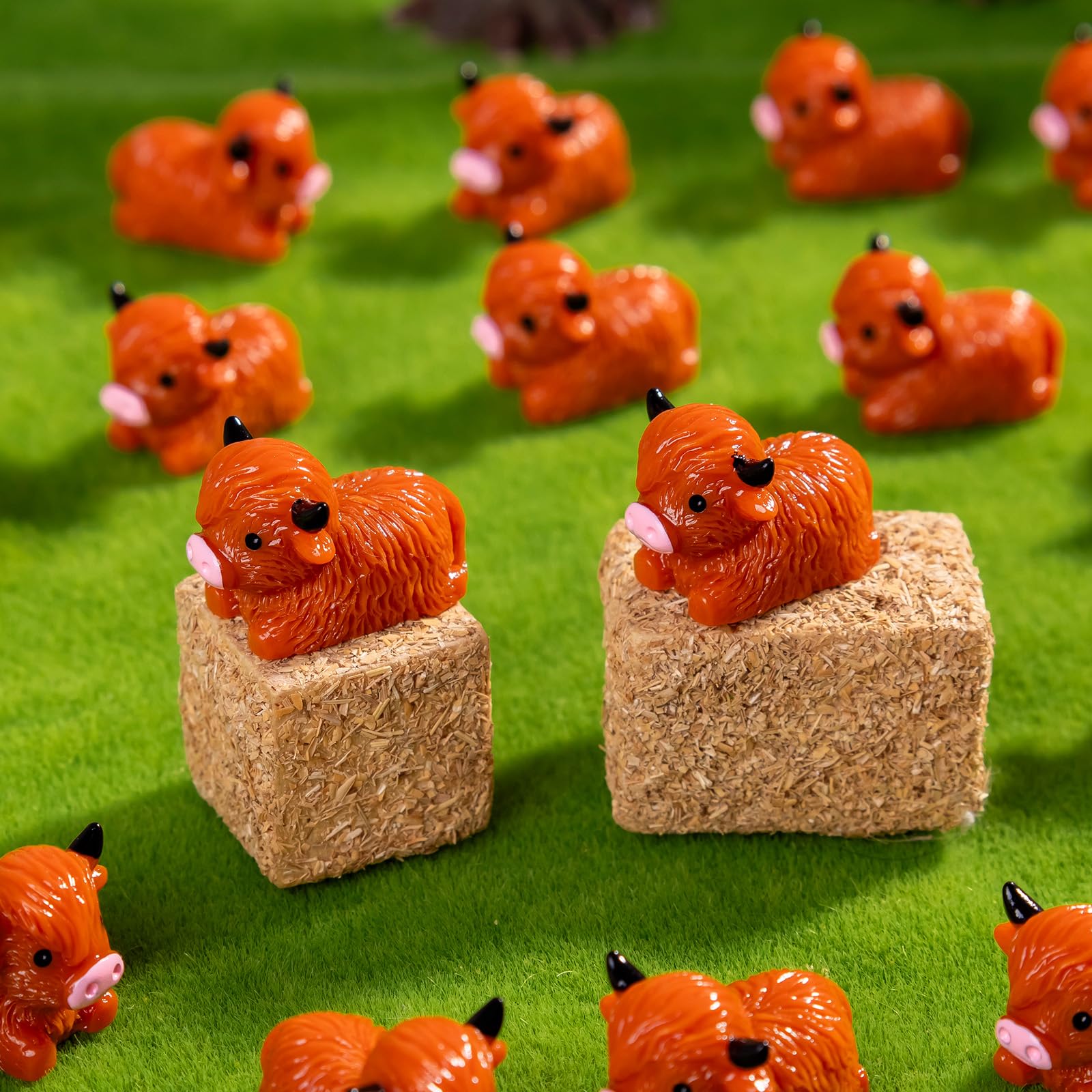 Teenzee-desk-top-miniature-highland-cows enhance micro landscapes and dioramas.