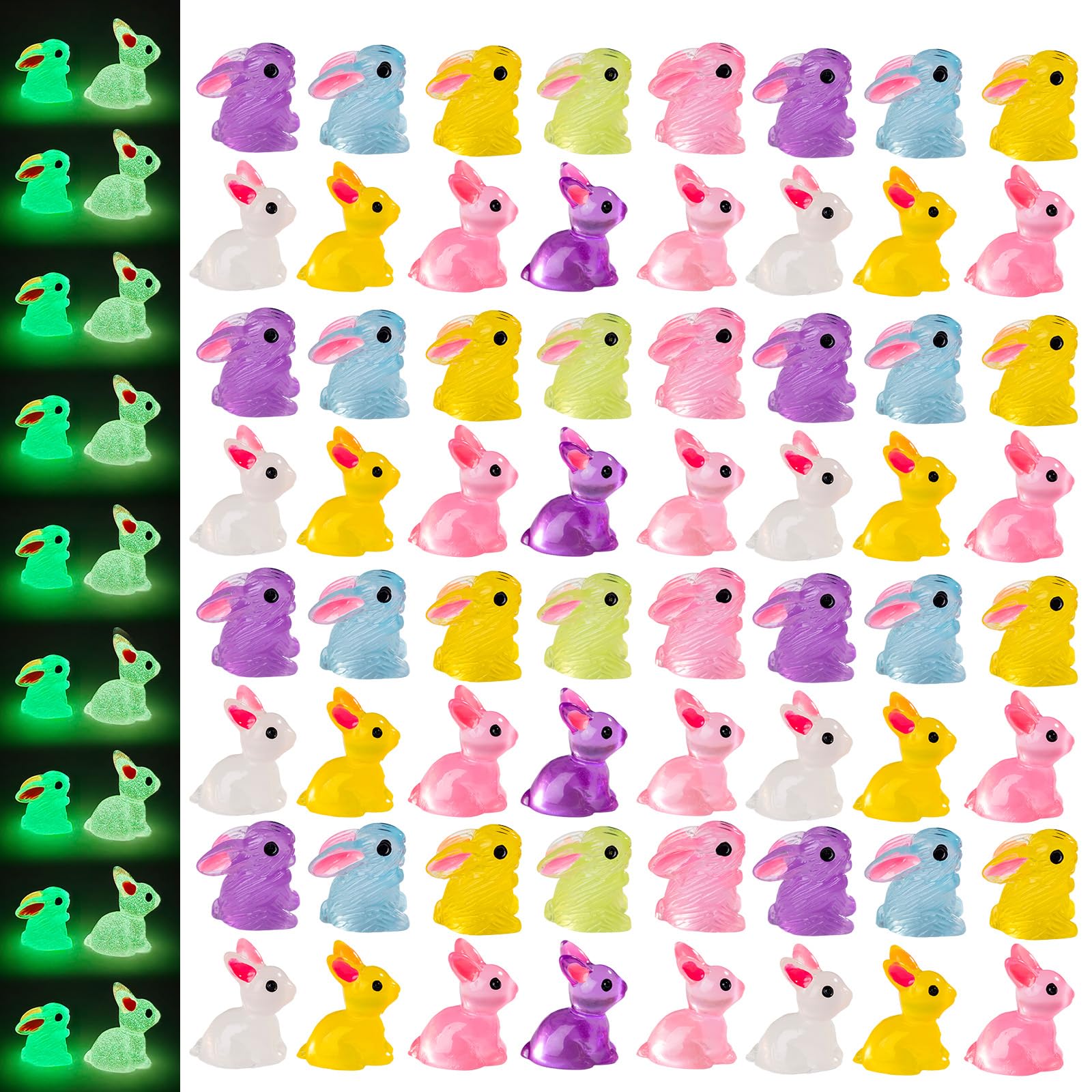 Teenzee Easter mini bunnies luminous resin figures brighten fairy garden accents