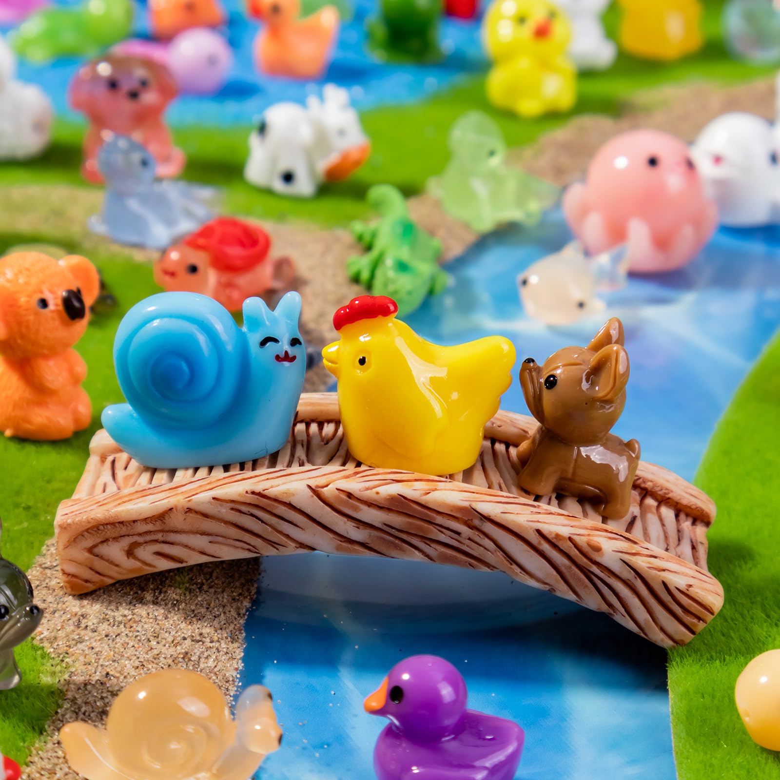 Teenzee glow-in-the-dark animal figures for night displays