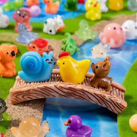 Teenzee glow-in-the-dark animal figures for night displays