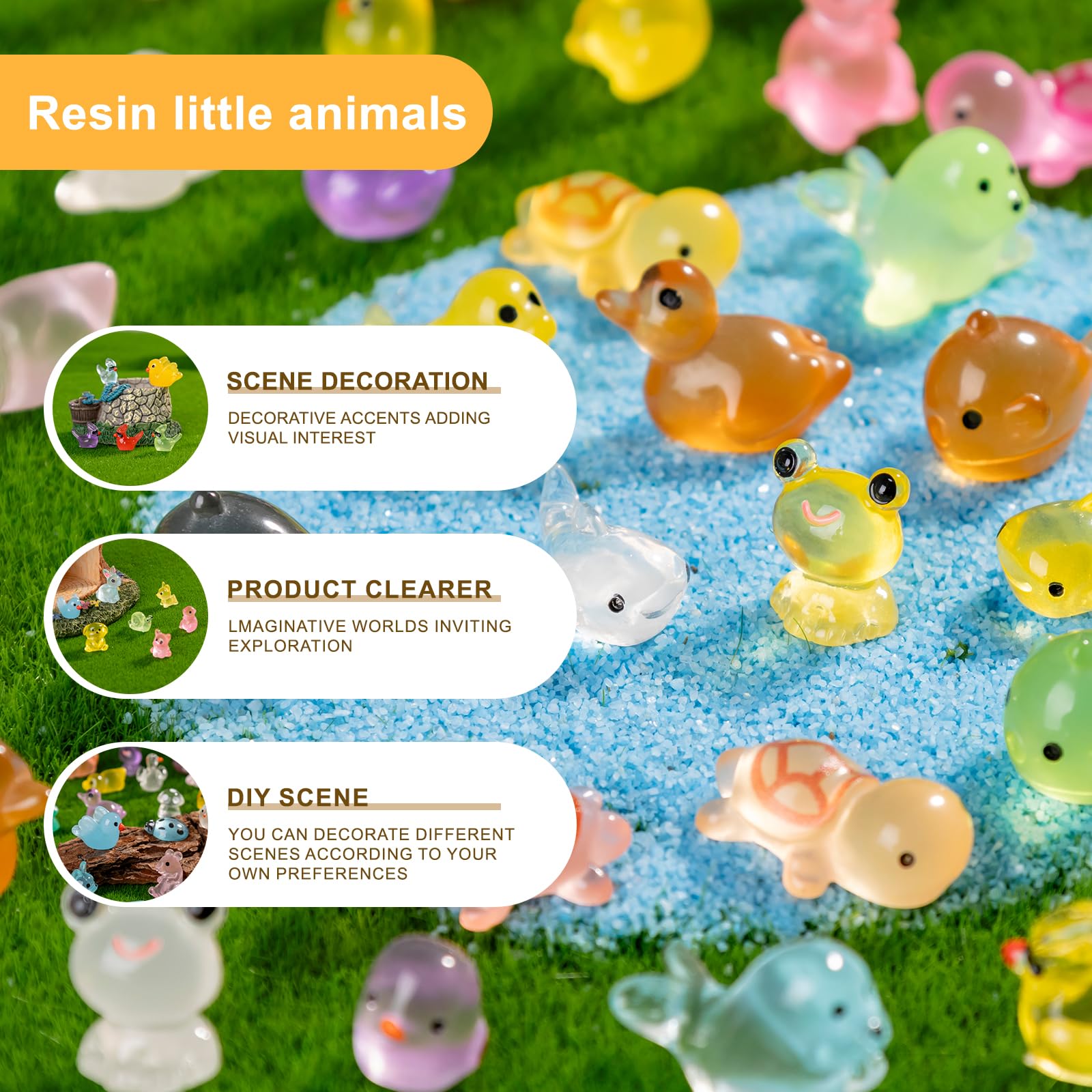 Teenzee tiny animal figures provide delightful accents for aquariums and miniature scenes.