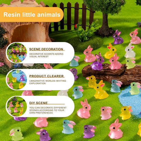 Teenzee luminous rabbit figurines close up showing glossy resin detail
