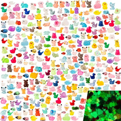 Teenzee mini resin animals collection box with 300 styles for crafts and dioramas.