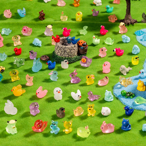 Teenzee mini resin animals variety-styles showcase vibrant colors for displays.