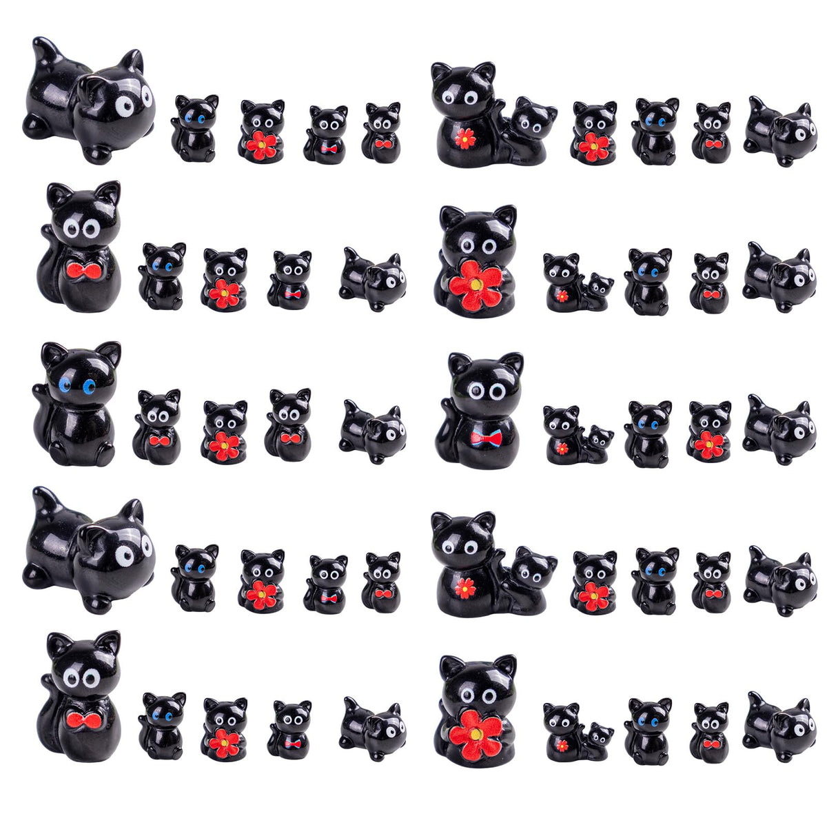 Teenzee mini resin black cat figure for fairy gardens and crafts.