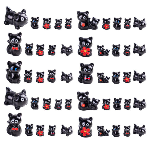Teenzee mini resin black cat figure for fairy gardens and crafts.