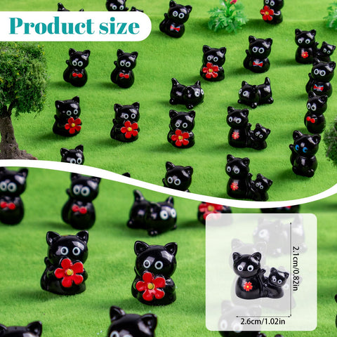 Teenzee black cat miniatures add charm to tiny landscape displays.