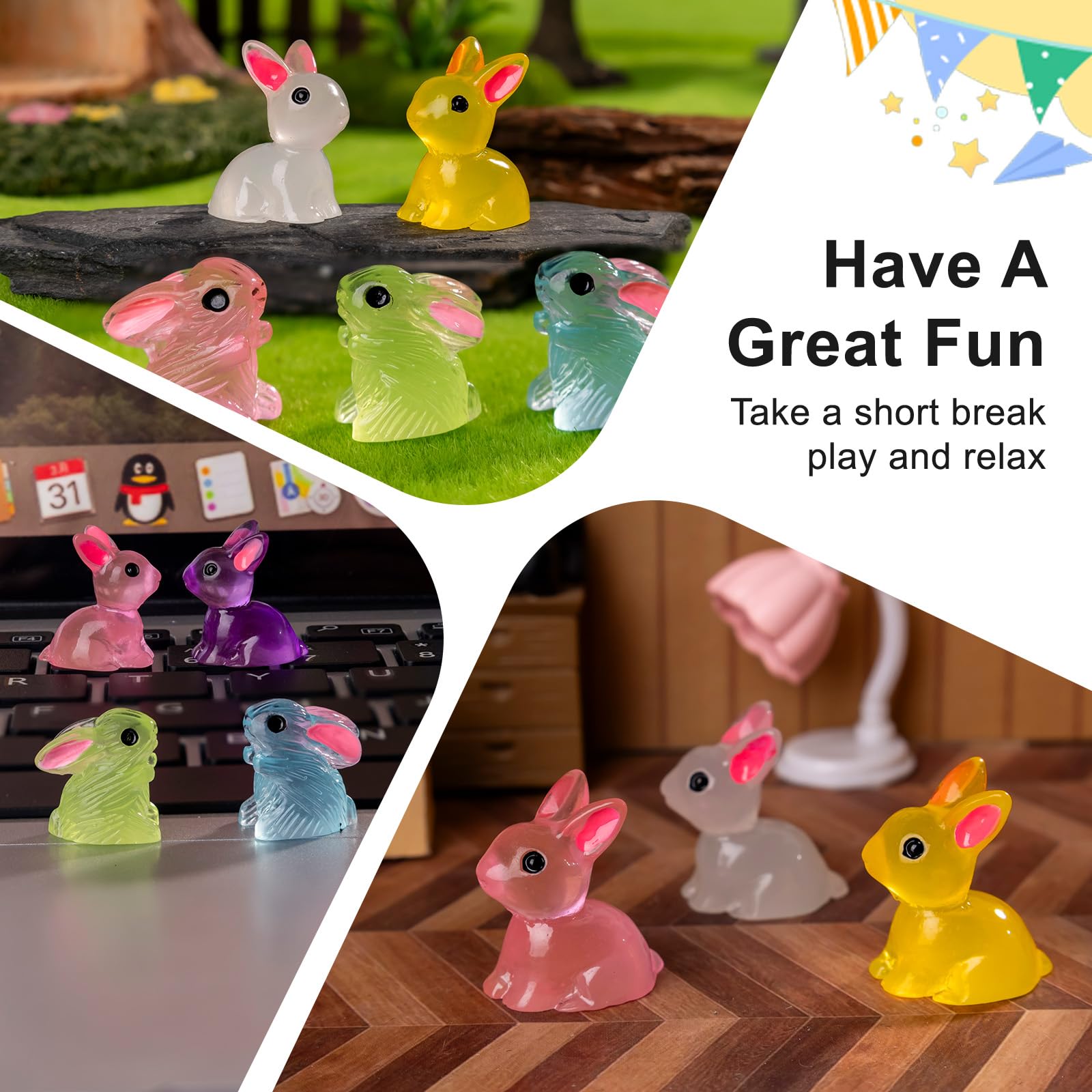 Teenzee resin mini rabbits durable year round decor and storytelling