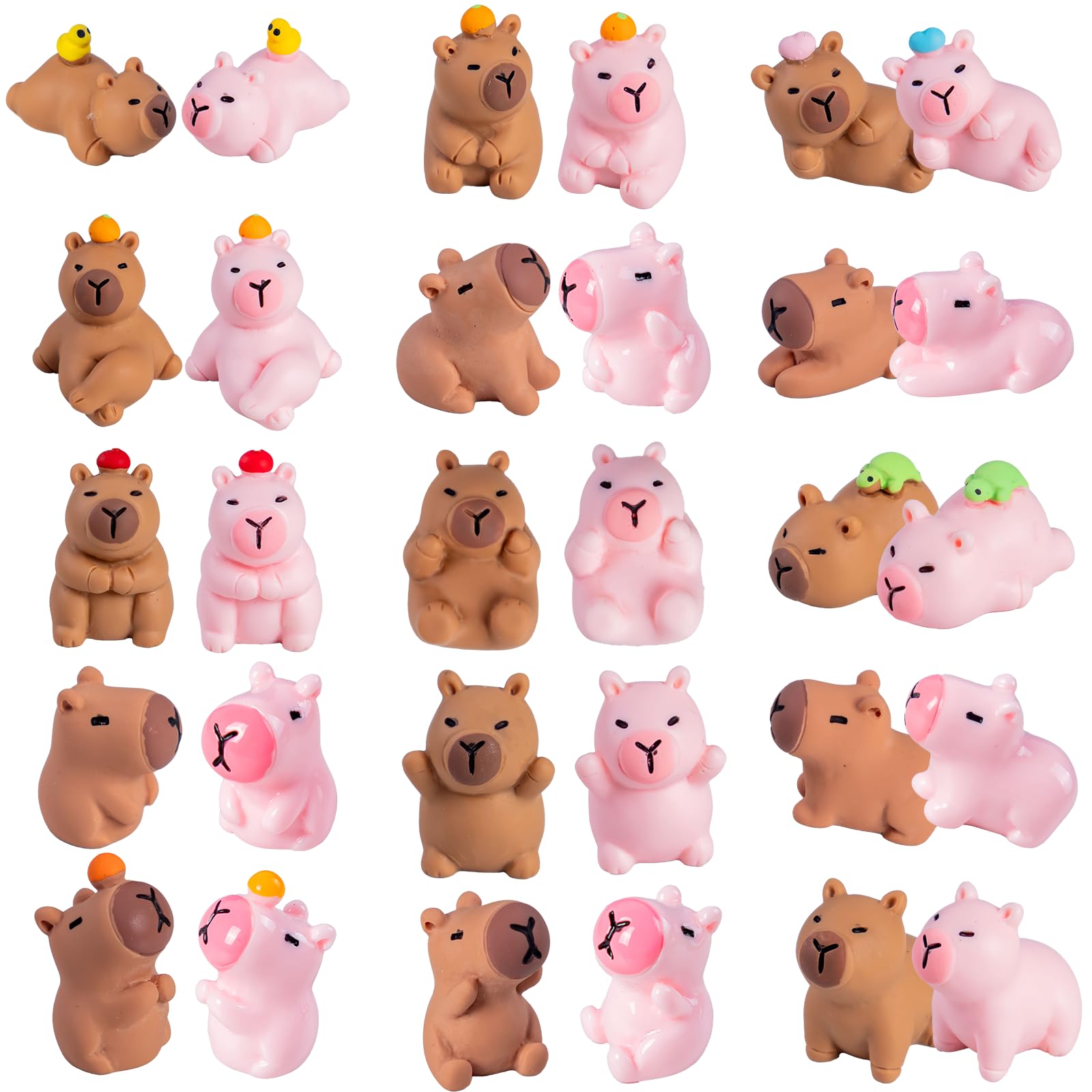 Teenzee resin capybara figure set for mini garden decor and crafts.