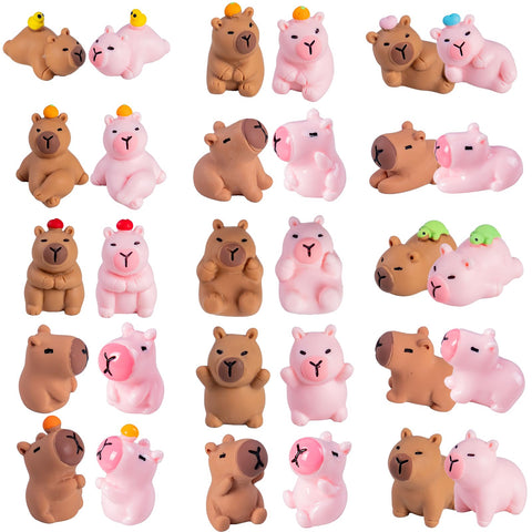 Teenzee resin capybara figure set for mini garden decor and crafts.