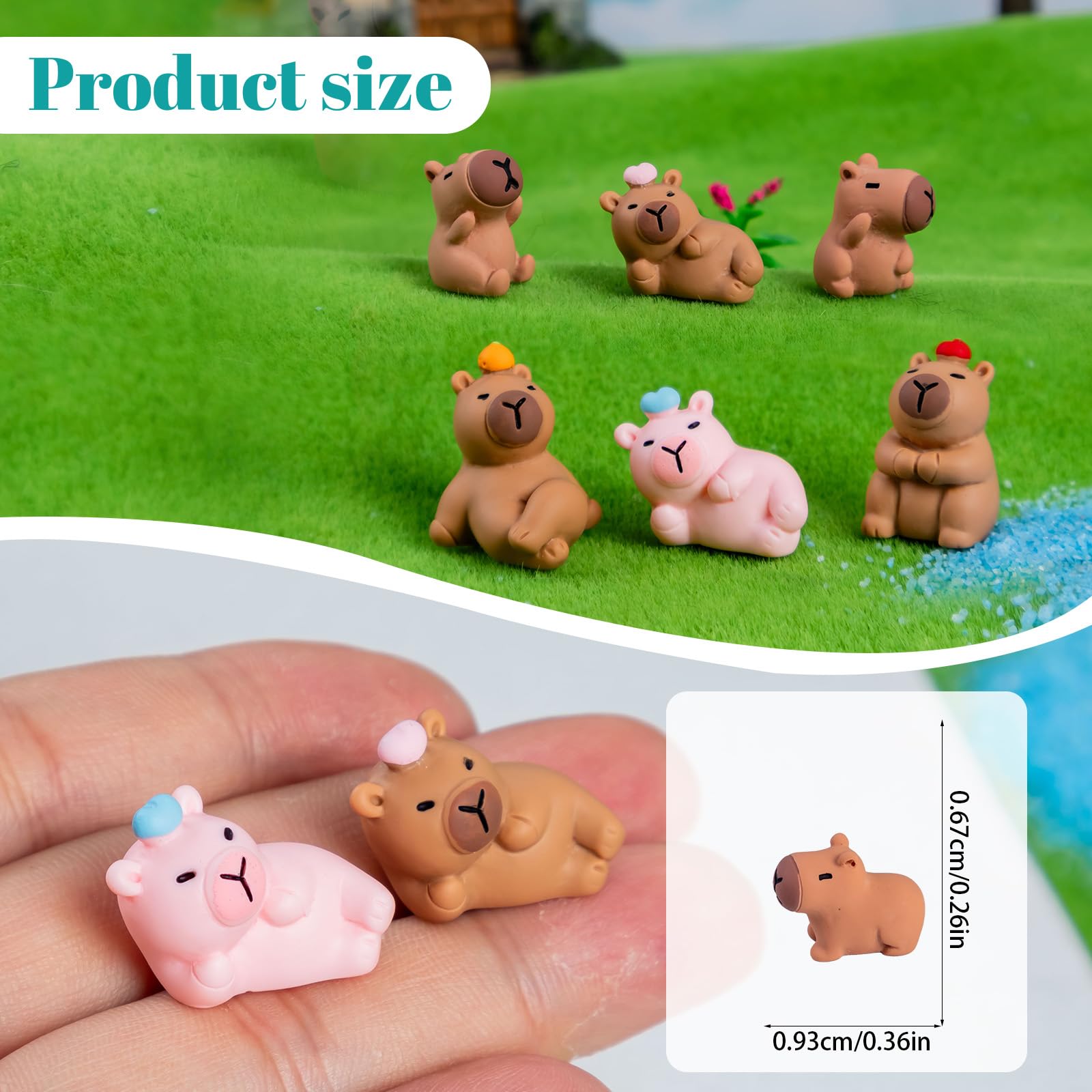 Teenzee capybara figures in vibrant colors enhance DIY projects.