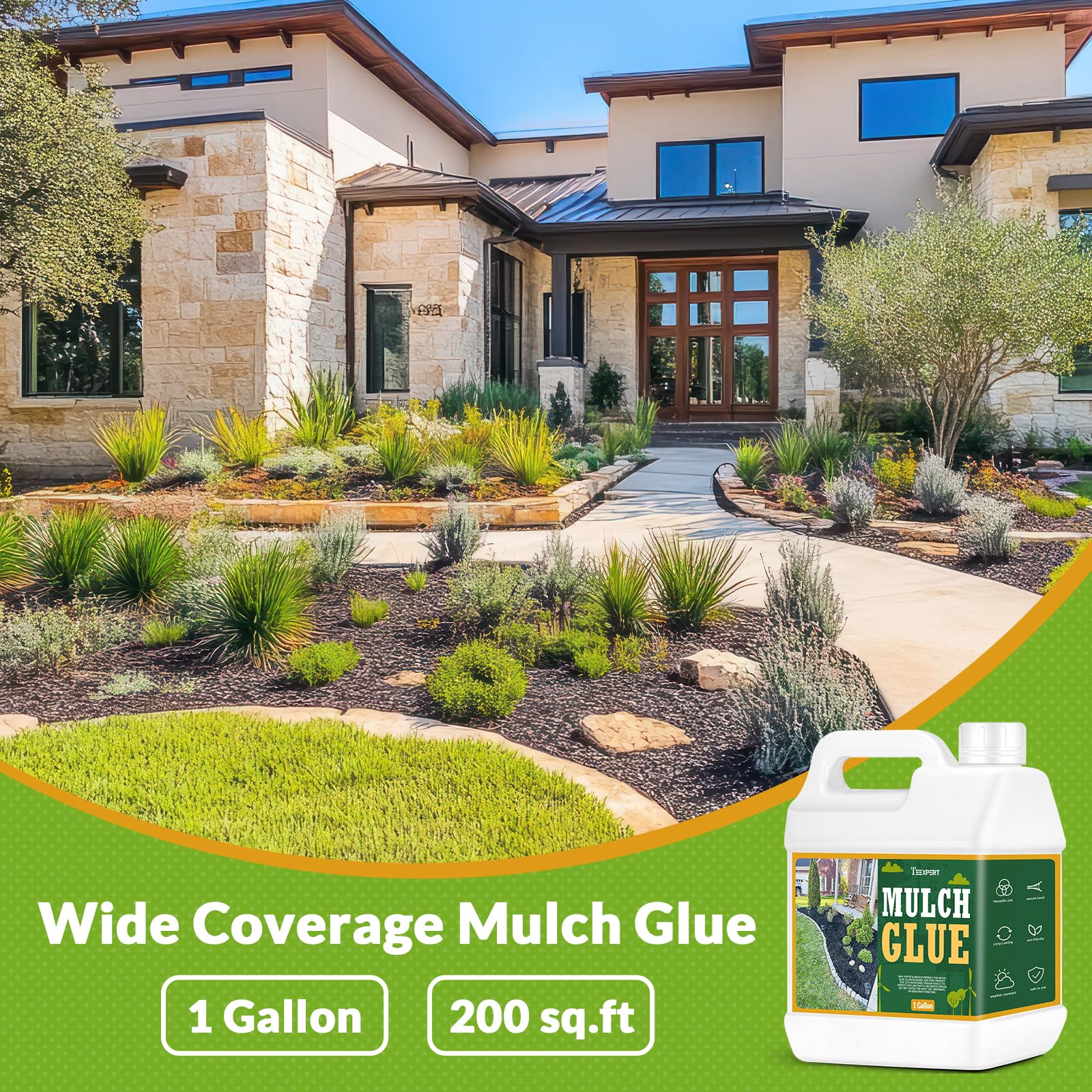 Teexpert Mulch Glue eco-friendly, non-toxic formula for outdoor landscaping
