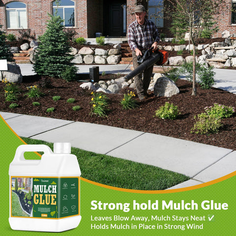 Teexpert Mulch Glue on patio path demonstrates wind-resistant hold