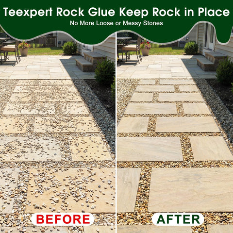Teexpert pea gravel adhesive bonds stones along garden edging securely