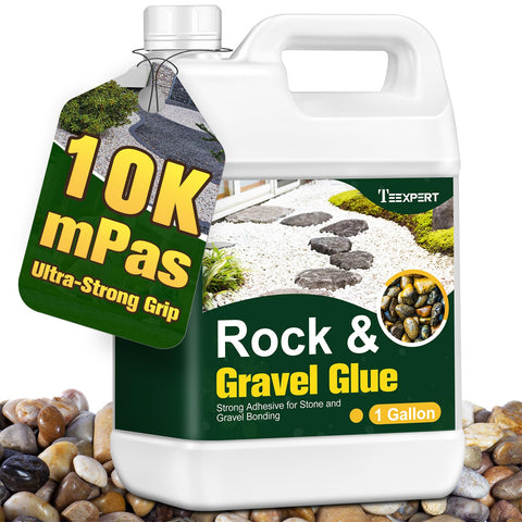 Teexpert rock glue close-up showing durable pebble bonding for walkways