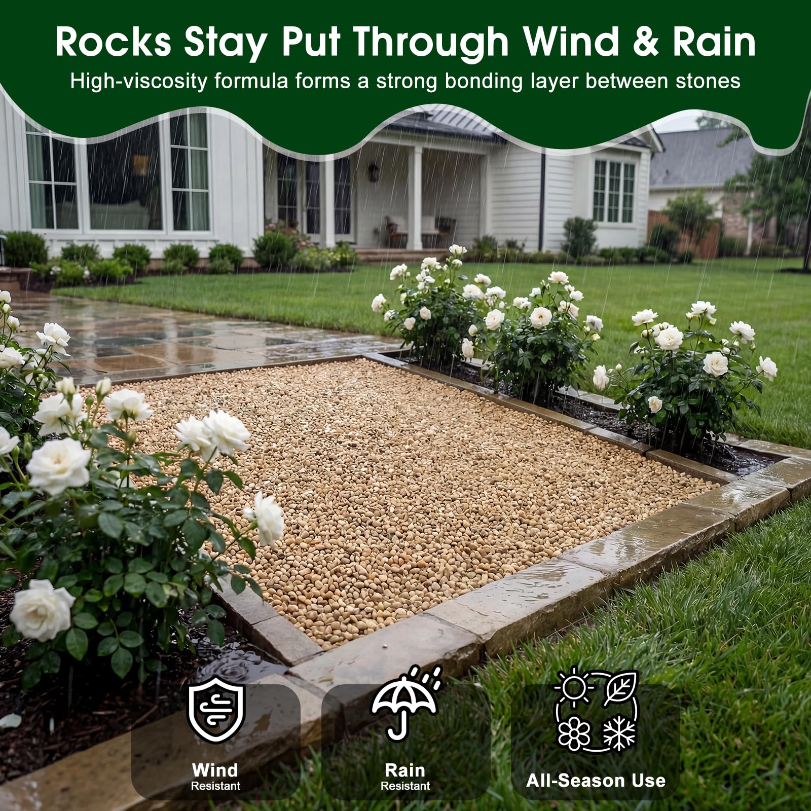 Teexpert weather-resistant glue protects slopes from gravel displacement