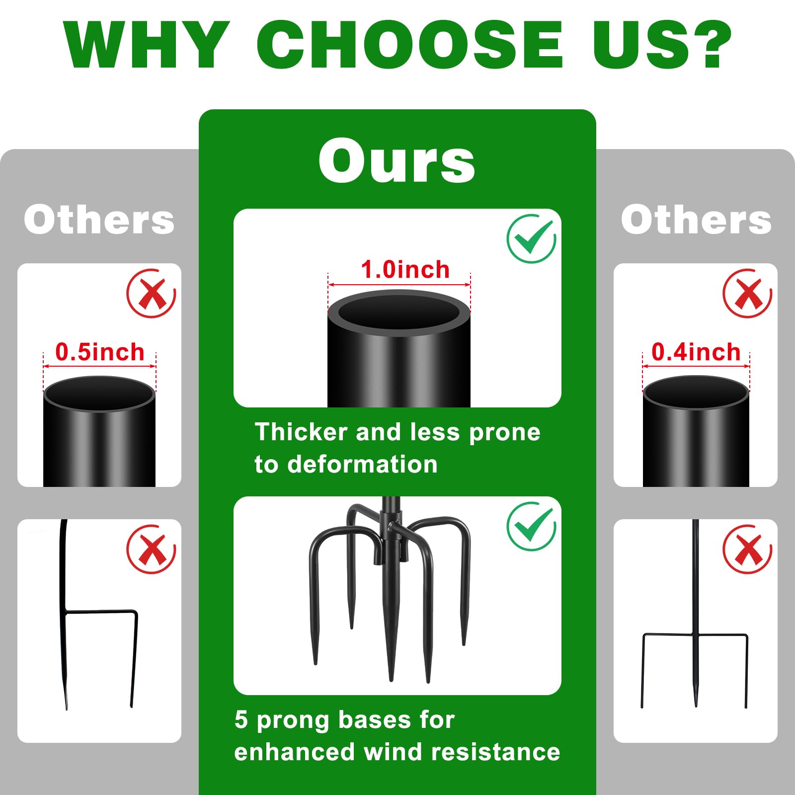 Tegarbed adjustable pole 57 inches for mid-height setups.