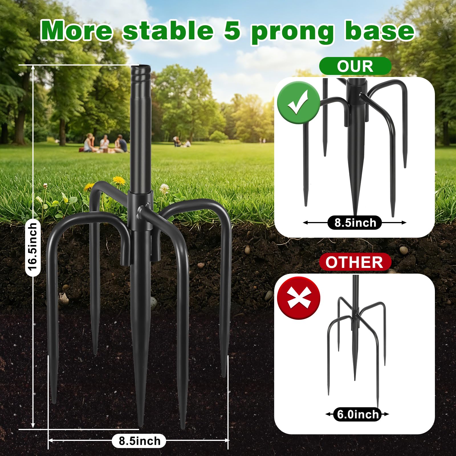 Tegarbed adjustable pole 72 inches for taller displays.