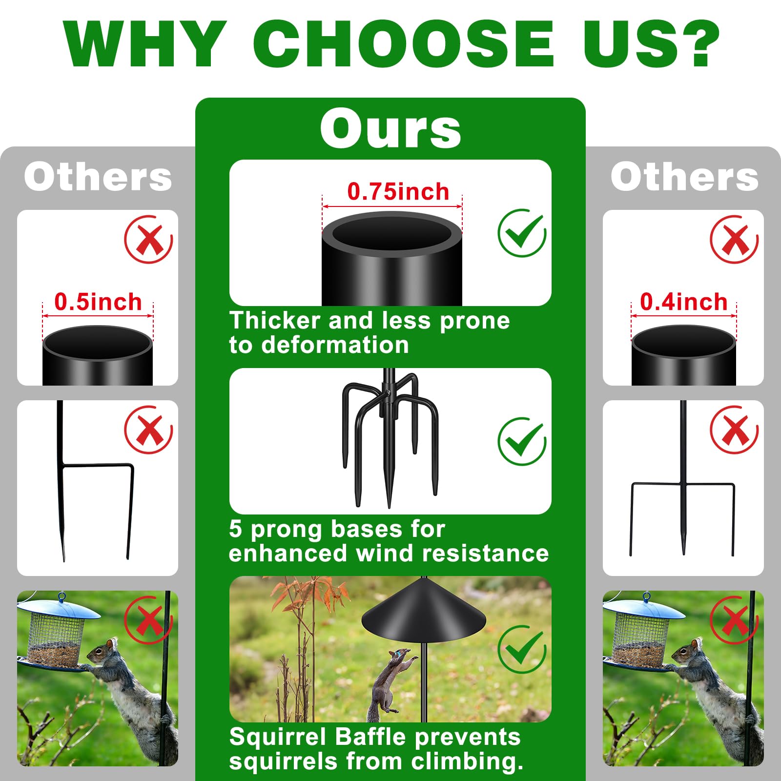 Tegarbed black-coated metal finish resists rust in outdoor conditions.