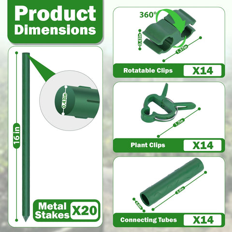 Tegarbed connectors and clips enabling adjustable height and secure plant positioning.
