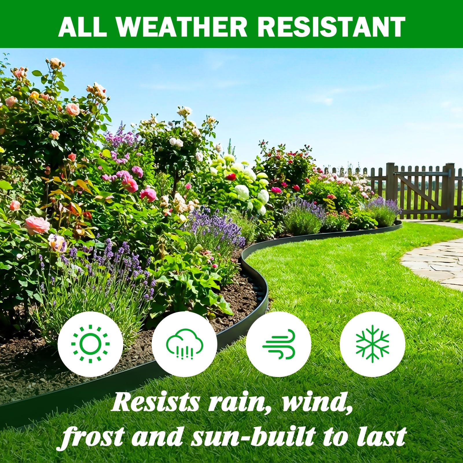 Tegarbed easy-trim edging cut to fit tight corners and irregular spaces